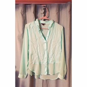 Flowy collared sea foam green top