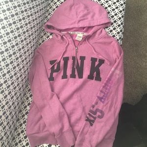 Half zip hooded VS pink sweatshirt