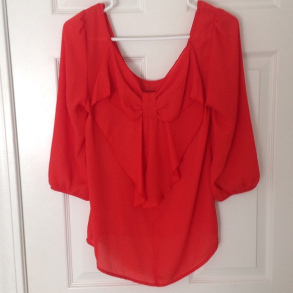 Francescas Red Bow Back Top