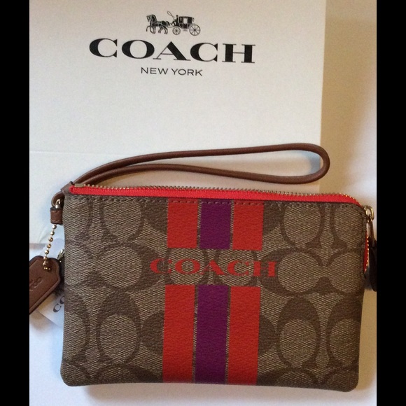 Coach Bags - Authentic Coach Varsity Stripe Signature Wristlet Coach Bags - Authentic Coach Varsity Stripe Signature Wristlet