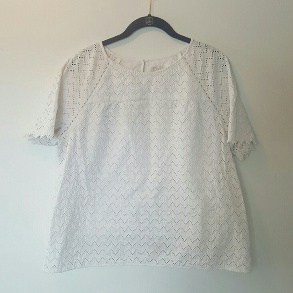 J. Crew white cotton short sleeve eyelet top XL