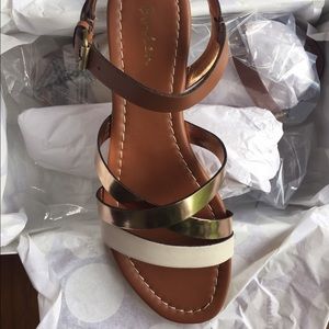 Metallic flat sandals by Boden, never worn!