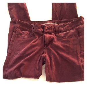 American Eagle Maroon Stretch Jeans
