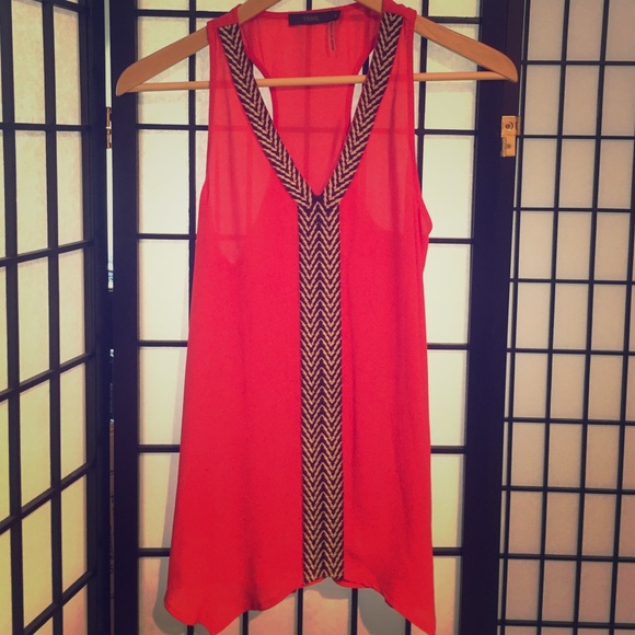 THML red racer back blouse - Picture 1 of 3