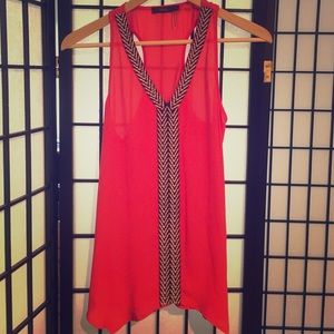 THML red racer back blouse