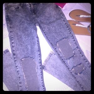 Charlotte Russe ripped mid blue distressed jean