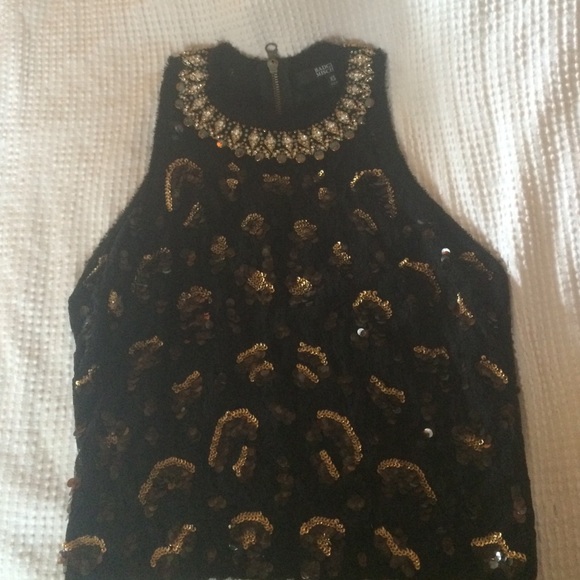 Badgley mischka razor back sequined tank