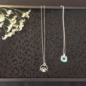 lia sophia silver and blue necklaces
