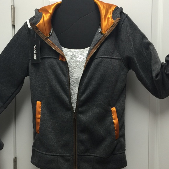 Sani Tops - NWT Grey Hoodie with Satin Trim