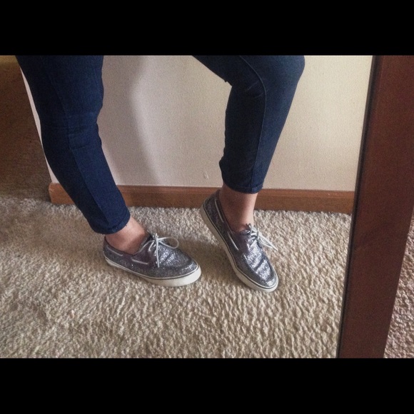 🌟 Gray Sparkly Sperry Top-sider shoes Size 7.5 🌟