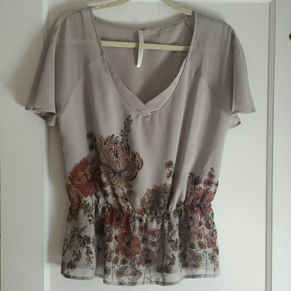 Lauren Conrad floral sheer top