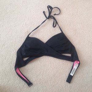 VS PINK black wrap bikini top!!