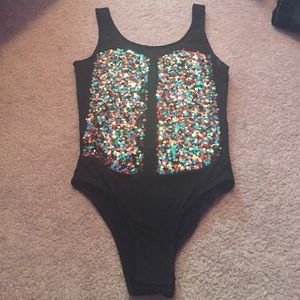 Rainbow sequin bodysuit
