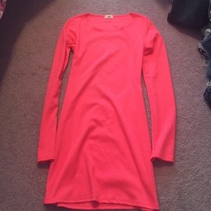 Neon pink open back dress