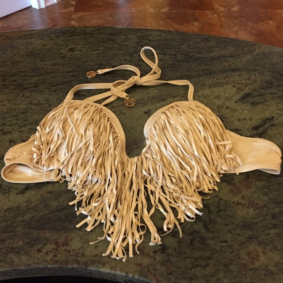 Gold Fringe Bikini Top