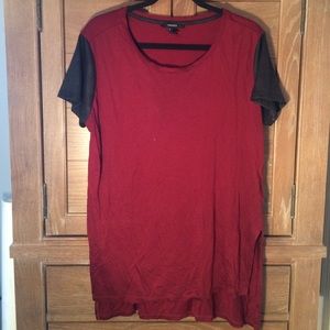 Forever 21 Burgundy & Black faux leather t-shirt