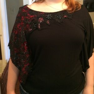 Maurices dress top with beading and flowy sleeves