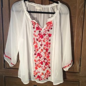 Forever 21 White sheer peasant style blouse