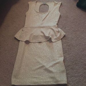 Nude sparkle peplum dress