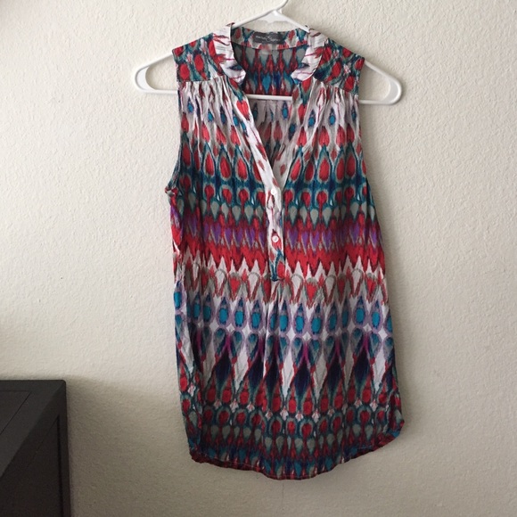 Market & Spruce Printed Button Tank Top