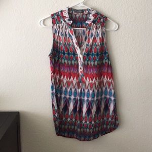 Market & Spruce Printed Button Tank Top