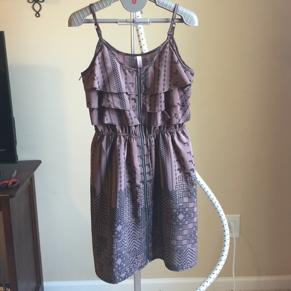 Ruffled Sundress Taupe/Brown and Black Size M