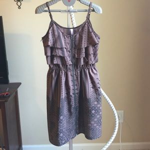 Ruffled Sundress Taupe/Brown and Black Size M