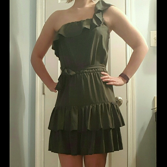 Green LC Lauren Conrad one shoulder dress