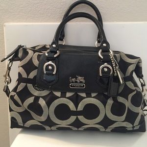 Black and grey coach purse
