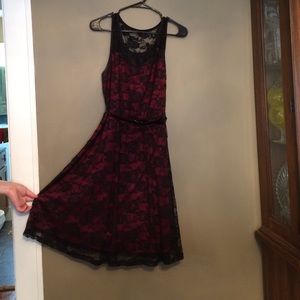 A Maurices lace, red and black dress