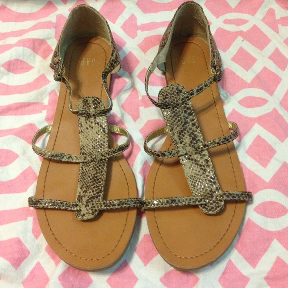 Brown and Gold Snakeskin Sandals