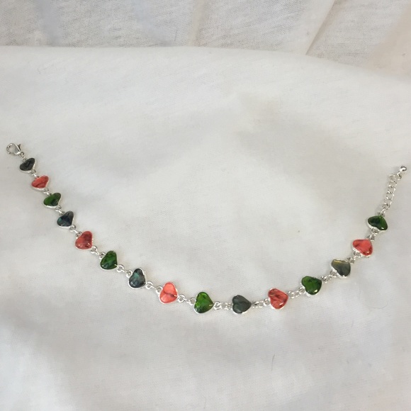 Silver heart ankle bracelet