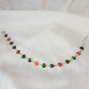 Silver heart ankle bracelet