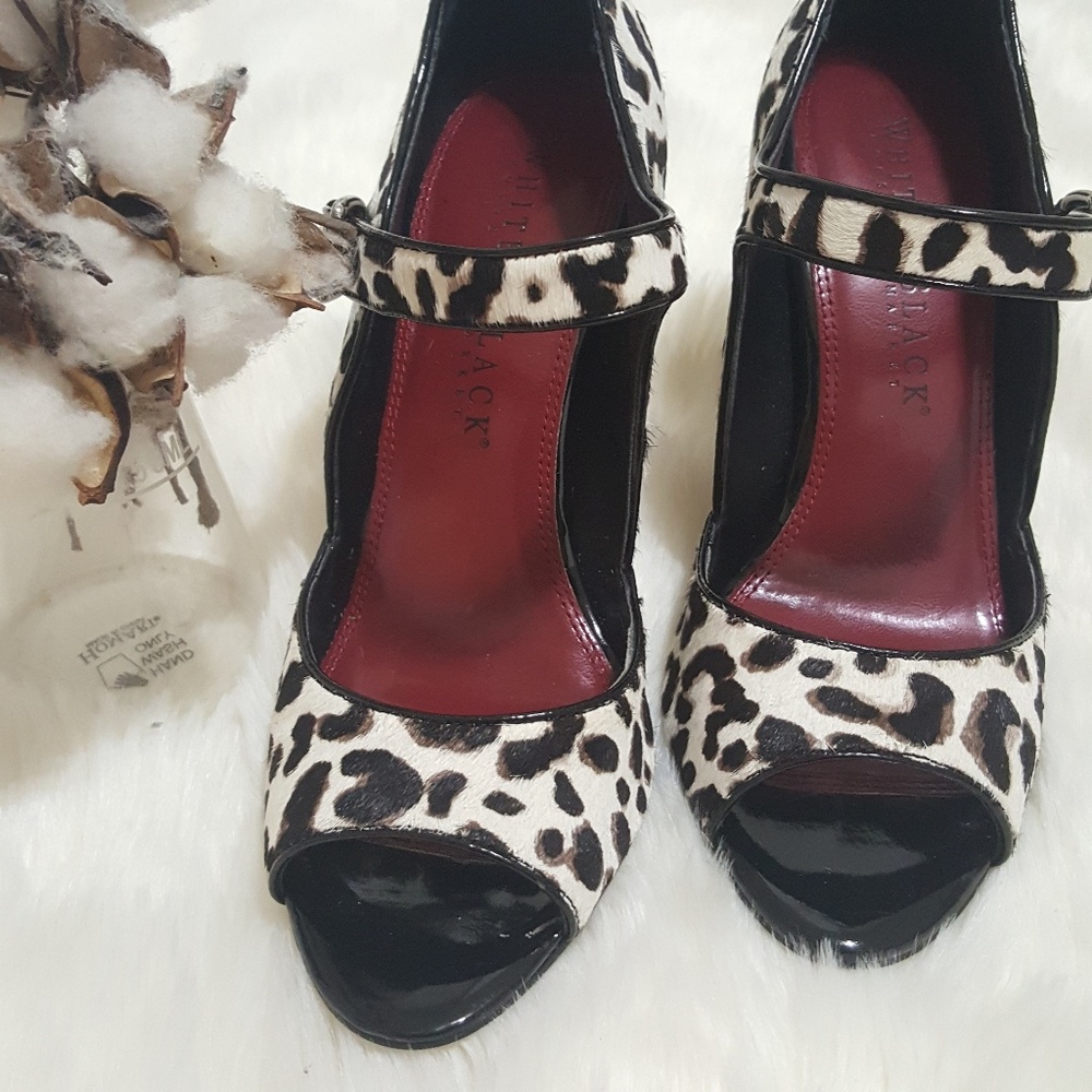 WHBM Animal Leopard Print Peeptoe Mary Jane Heel