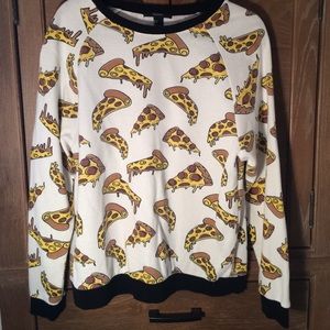 Forever 21 White pizza pattern crewneck