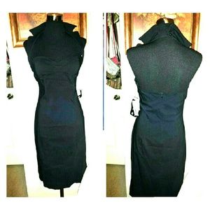 Black halter top midi dress.