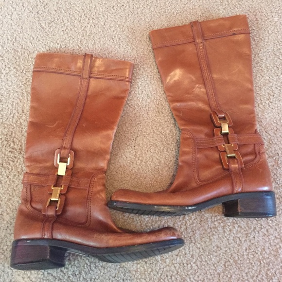 Calvin Klein brown leather riding boots