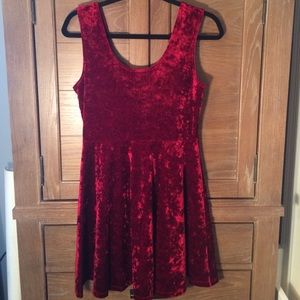 Forever 21 Maroon crushed velvet skater dress