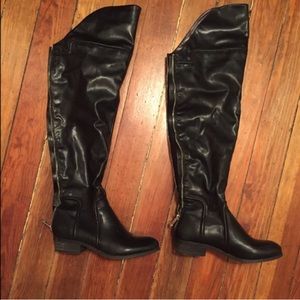 Black leather boots