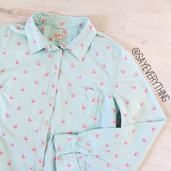 Merona Tops - Merona Flamingo Print Buttondown Shirt