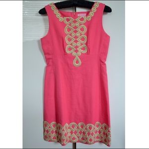 Lilly Pulitzer Coral Dress with Gold Threading