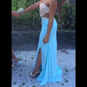 Teal & Gold Prom Dress