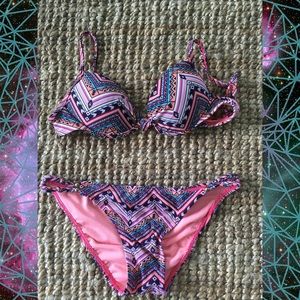 Boho Chic Tribal Print Bikini Set Push Up Bra Top