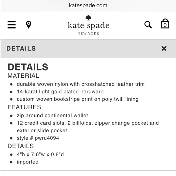 Kate Spade Nylon Lacey Black Wallet - Picture 4 of 4