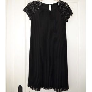 Black Pleated Zara Knee Length Dress