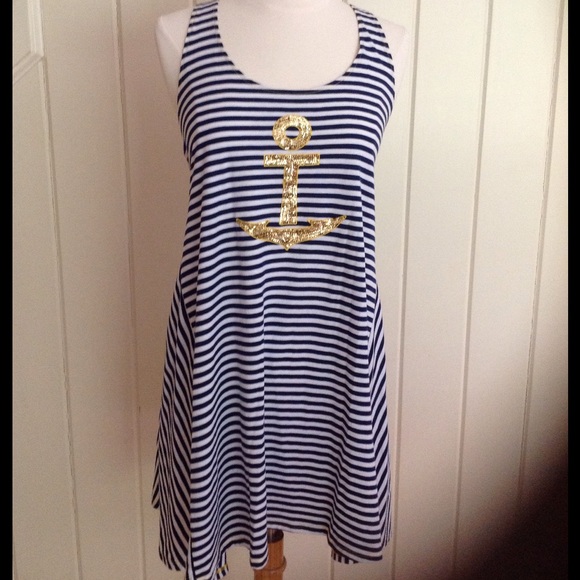 REDUCED Beach Cover-Up with Gold Sequin Anchor, SM