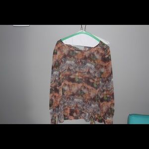 Colorful quarter button down blouse