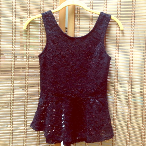 Black Lace Peplum shirt from Ambiance Apparel