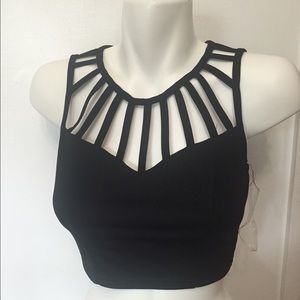 NWT - CROP CAGE NECK TOP
