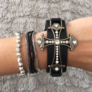 Black & Silver Cross Cuff Bundle